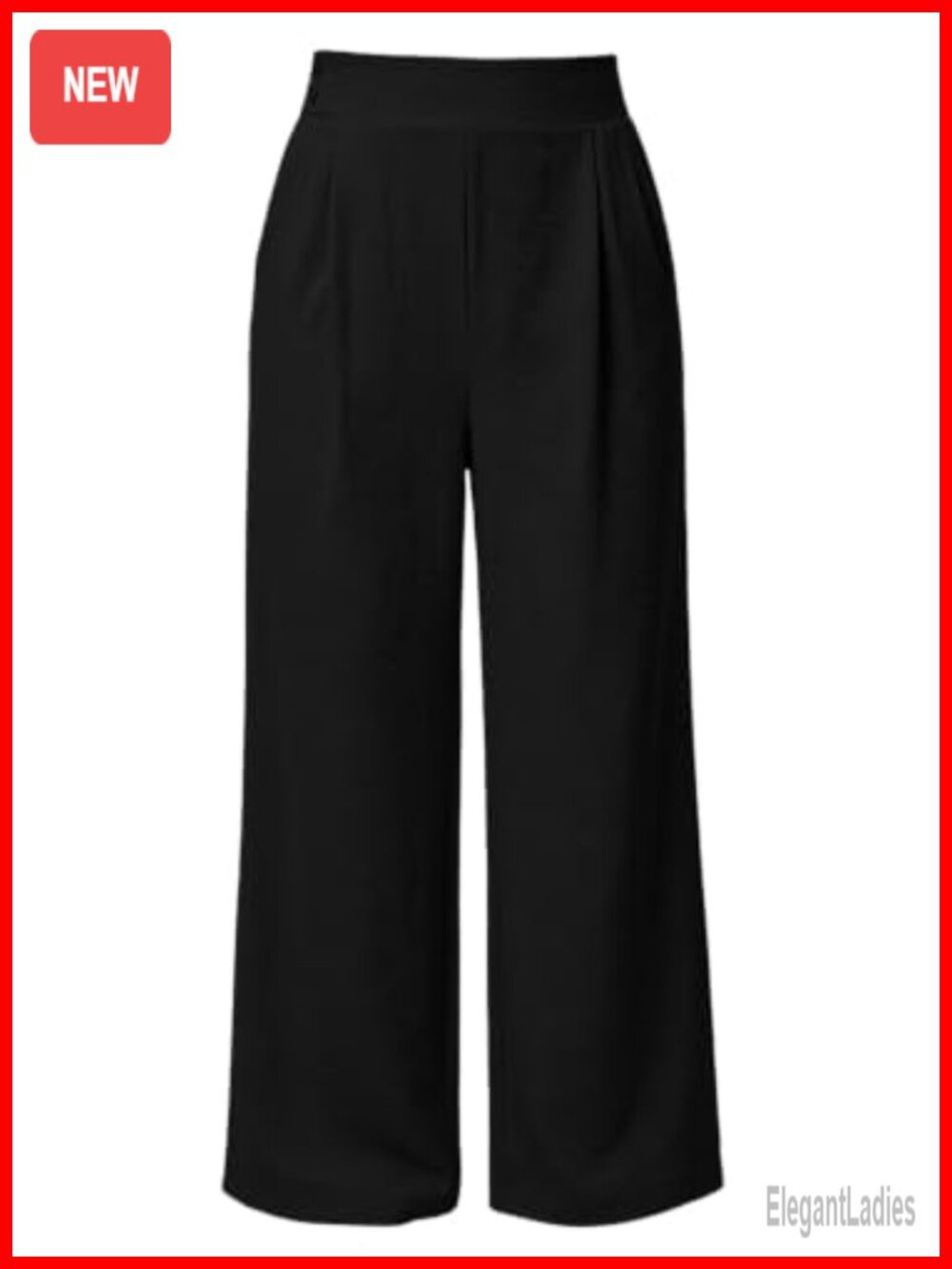 Plus Size Wide Leg Palazzo Pants High Rise Elastic Waist Pleated
